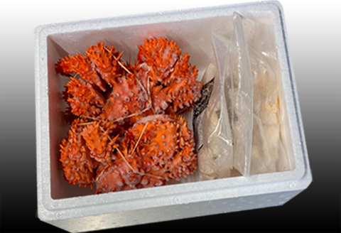 ＜12月21日決済分まで年内配送＞【北海道根室産】花咲かに400g前後～550g前後×2尾、たこ唐揚げ250g×2P B-30048