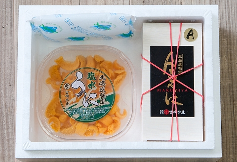 エゾバフンウニ塩水パック100g×1P、エゾバフンウニ100g×1折  F-65003