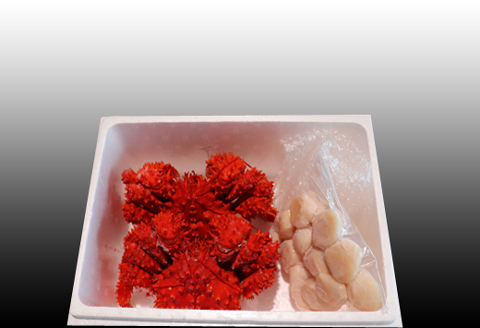 ほたて貝柱500g・花咲かに400～550g前後×2尾 B-70016