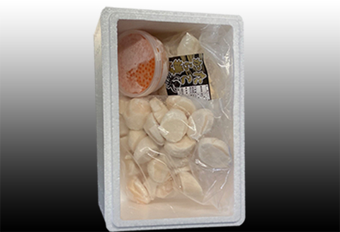 ＜12月21日決済分まで年内配送＞たこ唐揚げ250g×1P、ほたて貝柱500g、いくら醤油漬け100g×1P B-76035