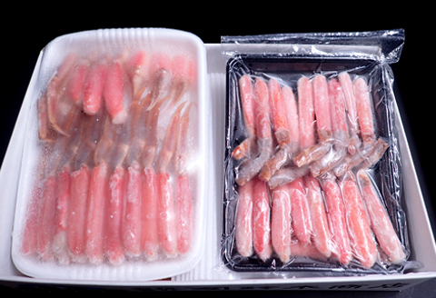 ＜12月10日決済分まで年内配送＞お刺身OK！生ずわいがに棒肉ポーション500g(12～20本)、生ずわいがに(カット済)700～800g C-14045