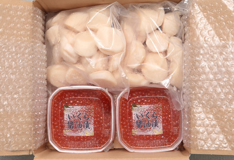 いくら醤油漬け100g×4P(計400g)・ほたて1kgセット C-24006