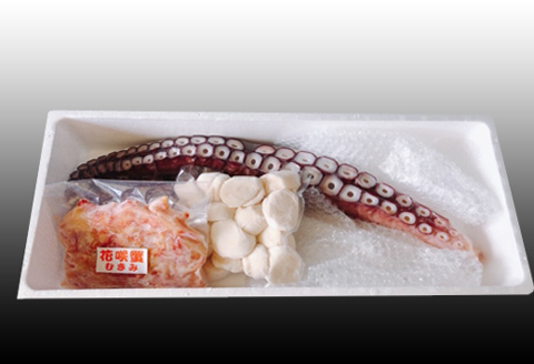 ＜12月21日決済分まで年内配送＞お刺身用ほたて貝柱・お刺身用たこ足・花咲かにむき身セット C-30040