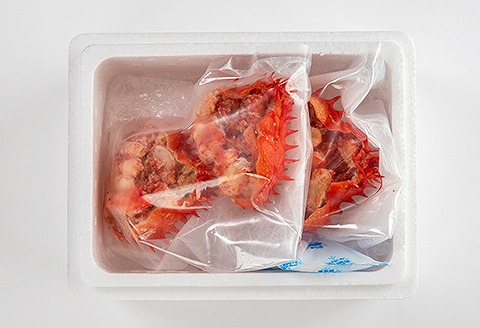 <年内配送可>【北海道根室産】花咲ガニむき身甲羅盛り70g×4P C-45012