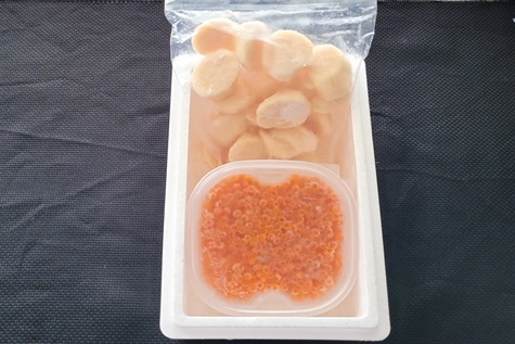 エゾバフンウニ塩水パック150g×1P、いくら醤油漬け150g×1P、お刺身ホタテ貝柱500g×1P[11月上旬以降発送] E-53003