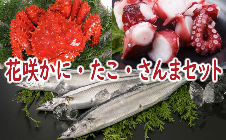 ＜12月21日決済分まで年内配送＞【北海道根室産】花咲かに・たこ・さんまセット A-19012