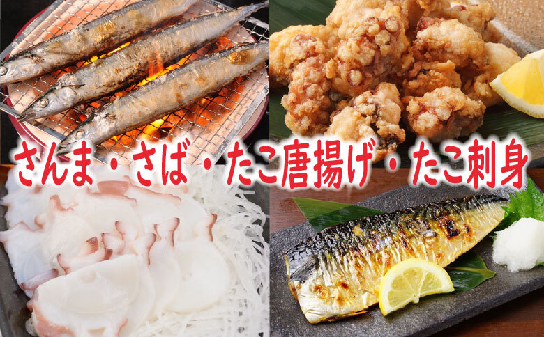 ＜12月21日決済分まで年内配送＞【北海道根室産】さんま・さば・唐揚げ用たこ・たこ刺身セット A-19014