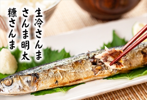 【北海道根室産】さんま明太2尾×3P・糠さんま3尾×3P・冷凍生さんま4尾×3P　 A-32042