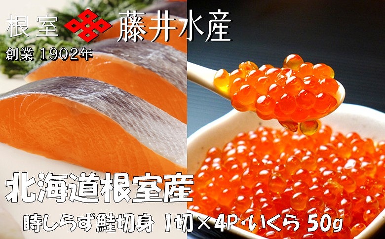 【北海道根室産】時しらず鮭1切×4P・いくら醤油漬け50g×2P A-42134