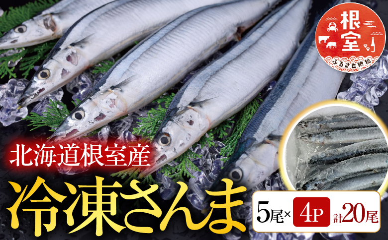 【北海道根室産】冷凍さんま5尾×4P(計20尾) A-76001