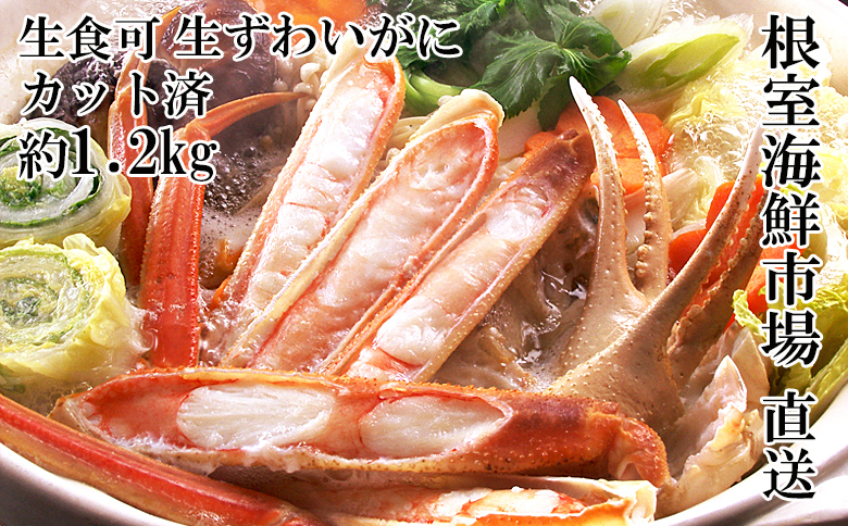 根室海鮮市場＜直送＞生食可！カット済み生ずわいがに約1.2kg(お刺身・焼きガニ・カニ鍋等) B-28100