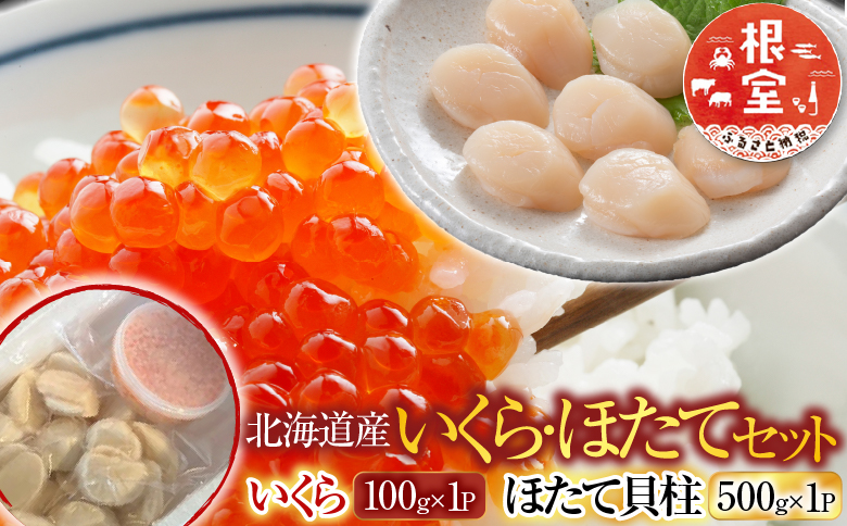いくら醤油漬け100g×1P、ほたて貝柱500g×1P B-30019