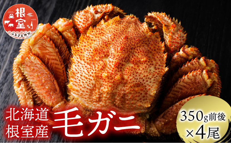 ＜12月21日決済分まで年内配送＞【北海道根室産】毛がに350g前後×4尾 C-21005