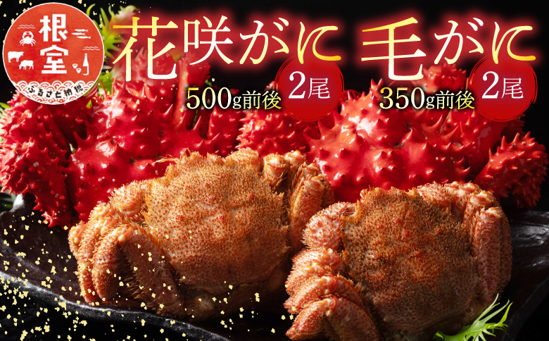 ＜12月21日決済分まで年内配送＞花咲がに500g前後×2尾と毛がに350g前後×2尾セット C-54005