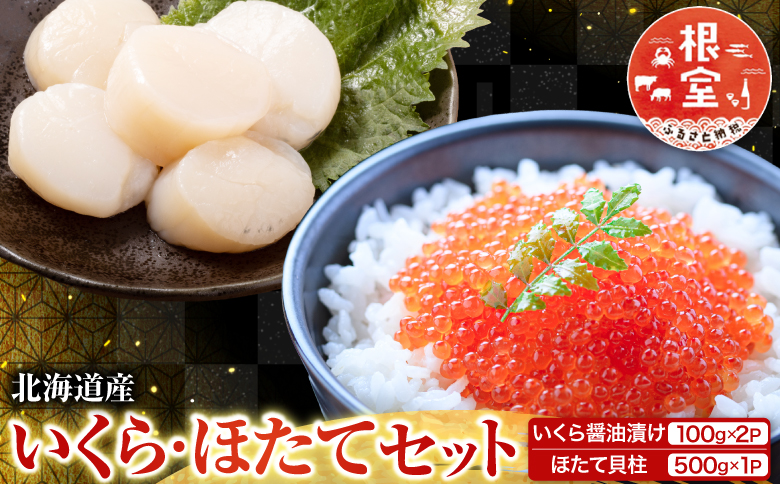 いくら醤油漬け100g×2P、ほたて貝柱500g×1P C-70041