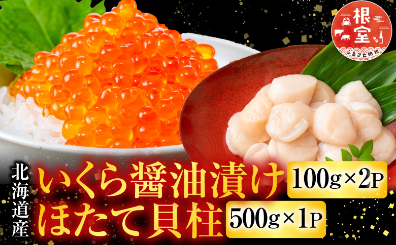 いくら醤油漬け100g×2P、ほたて貝柱500g×1P C-76032