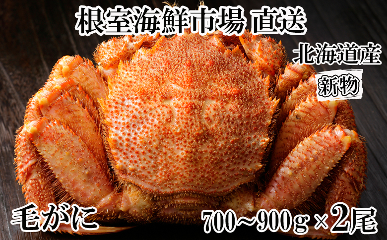 根室海鮮市場＜直送＞ボイル毛がに700～900g×2尾 D-28055
