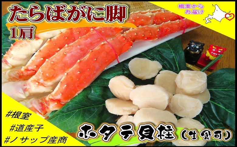 ＜12月21日決済分まで年内配送＞ボイル冷凍たらばがに脚1肩(900g)・生冷凍ホタテ貝柱1.2kgセット D-59039