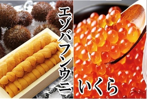 エゾバフンウニ140g×1折、いくら醤油漬150g×1P E-40029