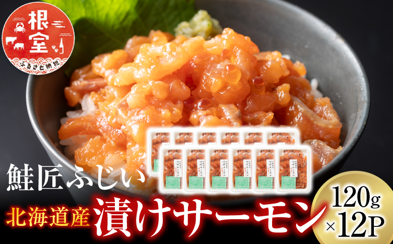 ＜鮭匠ふじい＞漬けサーモン丼の具120g×12P(小分け) F-42008
