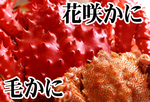 【12/31決済分まで1月中配送】 毛かに400g前後～550g前後×1尾・花咲かに300g前後～450g前後×1尾 B-36042