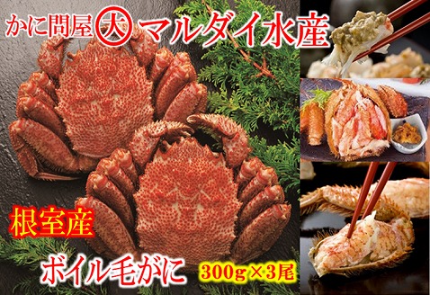 ＜12月21日決済分まで年内配送＞【北海道根室産】ボイル毛がに3尾 C-01016