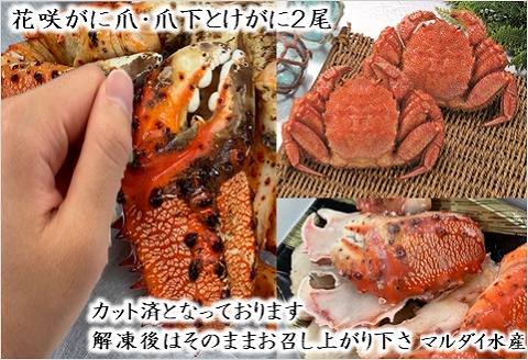 ＜12月21日決済分まで年内配送＞【北海道根室産】花咲がに爪・爪下と毛がに2尾 C-01028