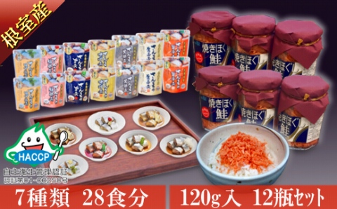 ＜12月14日決済分まで年内配送＞さんまの煮付け7種と焼きほぐし鮭セット C-09006
