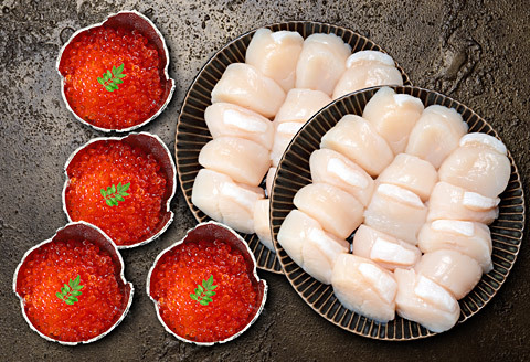 いくら醤油漬け100g×4P(計400g)・ほたて1kgセット C-24006