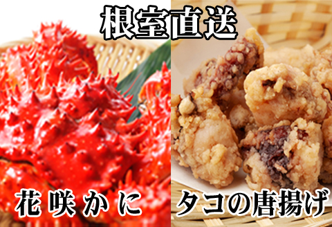 ＜12月21日決済分まで年内配送＞【北海道根室産】花咲かに500g前後～650g前後×2尾、たこ唐揚げ250g×2P C-36075