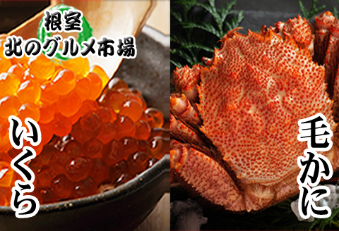 ＜12月21日決済分まで年内配送＞毛かに400g前後～550g前後×1尾・いくら醤油漬け100g×1Pセット C-76035