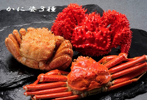 ＜12月21日決済分まで年内配送＞かに姿3種(花咲がに・毛がに・ずわいがに) D-01028