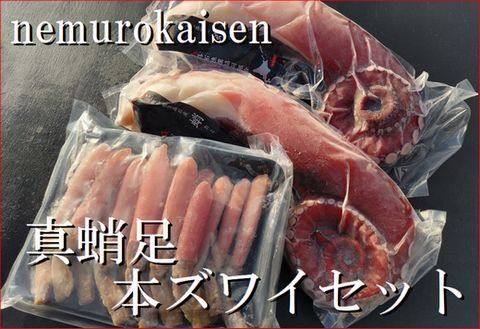 ＜12月21日決済分まで年内配送＞刺身用真だこ足800g～1.2kg前後×2本、本ズワイガニ生ポーション500g×1P D-57035
