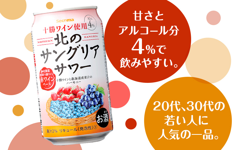 北の サングリアサワー 赤ワインベース ×2箱 (1箱 350ml 24本) サングリア ワイン サワー 酒 セイコーマート セコマ Secoma 千歳 北海道