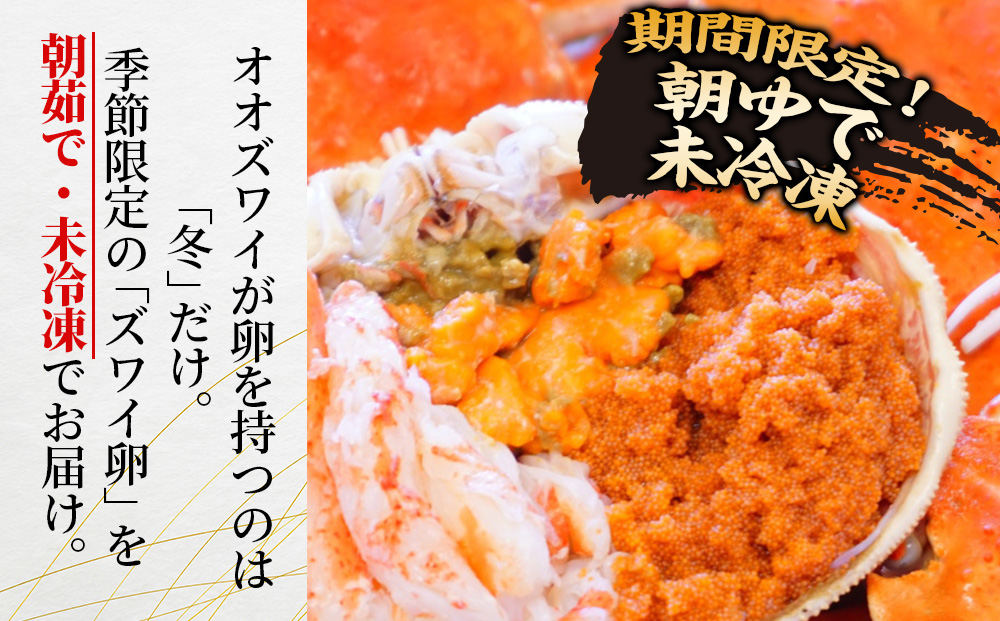 北海道産【朝ゆで】訳ありオオズワイガニ メス(小) 1.0kg詰 子持ち 内子 外子 道産品 オオズワイ カニ 蟹 規格外品 不揃い 訳アリ 訳有り