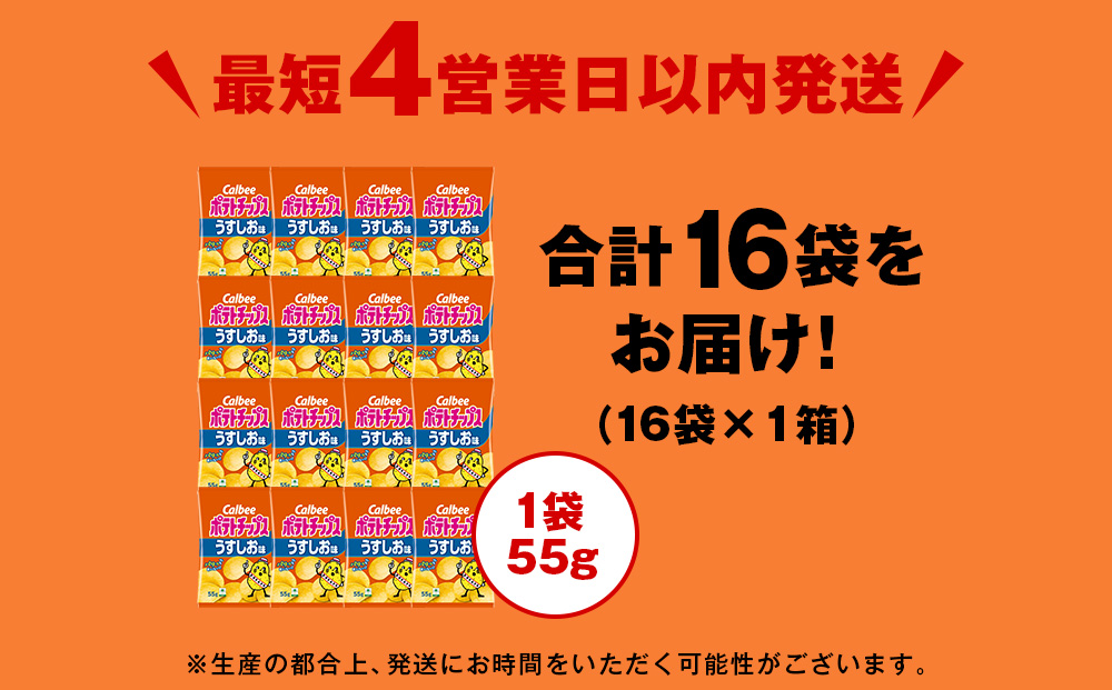 カルビーポテトチップス＜うすしお＞16袋入×1箱《北海道工場製造》