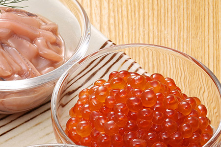 佐藤水産 潮合セット3.鮭ルイベ・いくら・いか塩辛・えび塩辛