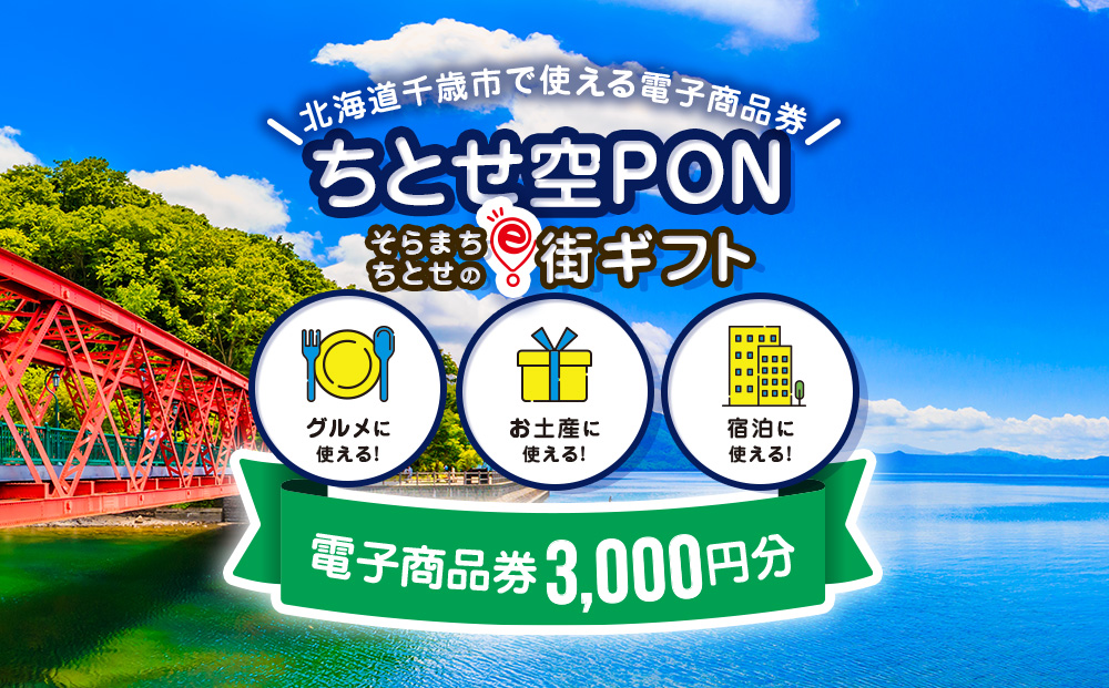 【ANAの旅先納税】そらまちちとせのe街ギフト ちとせ空PON 3,000円分