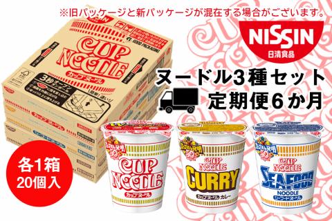 【定期便6か月】日清ヌードル3種セット 各1箱（20食）合計3箱