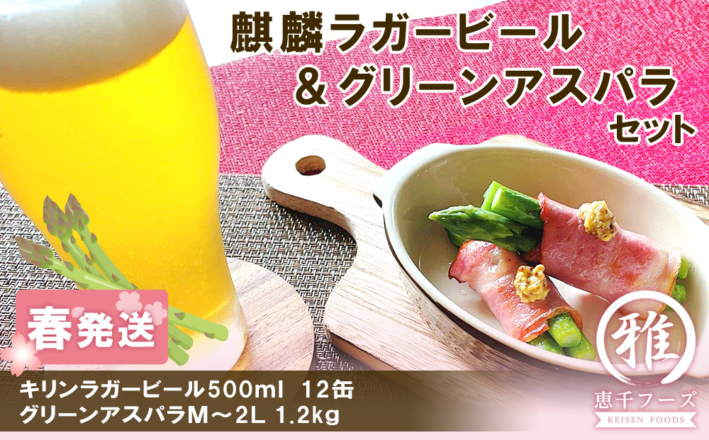 2026年春発送 キリンラガービール 500ml12缶＆グリーンアスパラ1.2kg