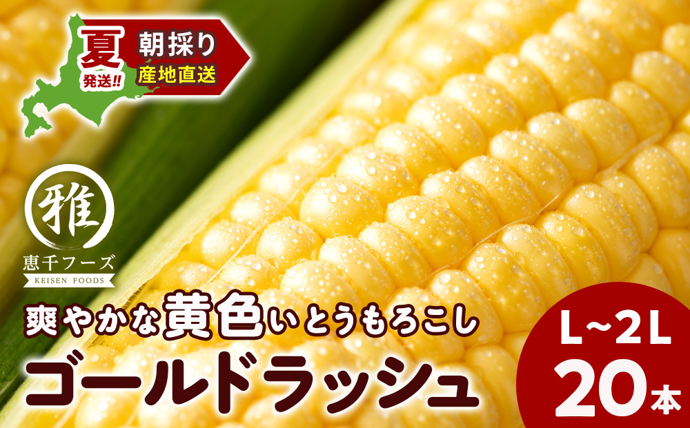 2026年夏発送 とうもろこし ゴールドラッシュ L～2L 20本