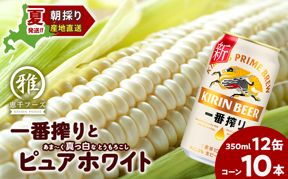 2026年夏発送 キリン一番搾り 350ｍl 12缶＆白いとうもろこしピュアホワイト10本