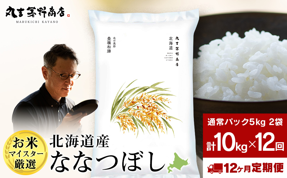 【定期便12ヶ月・上旬発送】北海道産ななつぼし 10kg（通常パック5kg×2袋）