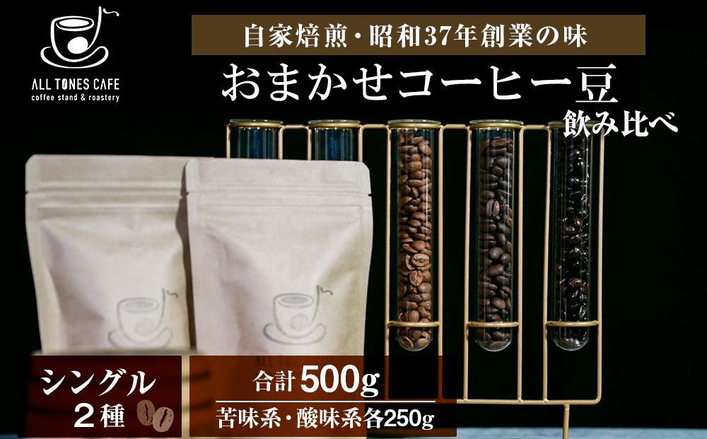 コーヒー 飲み比べ シングル 豆 珈琲 セット ギフト おまかせ 苦味系 酸味系 2種 【ALL TONES CAFE】