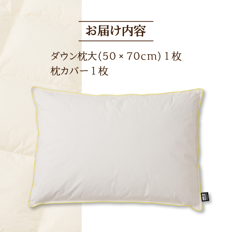 国産 ダウン枕(大) 5つ星高級ホテル多数採用 国内ホテル・旅館70％シェア | 枕 まくら 羽毛 寝具 高品質 寝具 ベッド 布団 生地 綿100％ 睡眠 リピート多数 枕カバー付き 受注生産 贈り物 北海道 一流ホテル  北海道 【 滝川市 】
