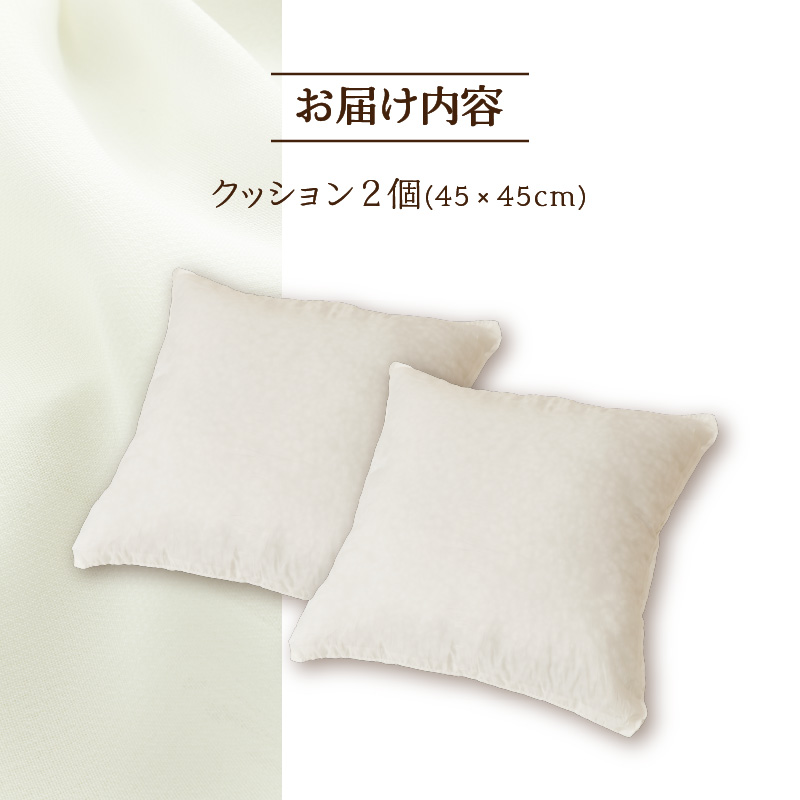 【ノンアレルギー素材】 洗える ヌードクッション 2個 | 睡眠 ふわふわ 洗濯可 水に強い 12cm 45×45 快適 ポリエステル100％ インテリア 新居 引っ越し お祝い 贈答 プレゼント 送料無料 北海道 【 滝川市 】