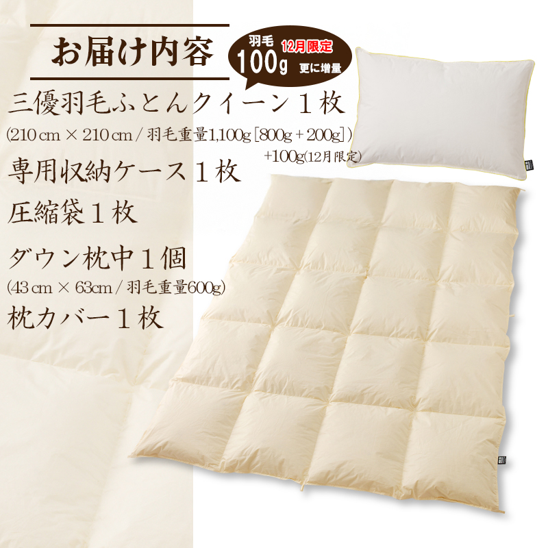 【国内ホテル・旅館70%シェア】寝具2点セット (クイーン) 国内生産 羽毛布団 掛け布団 ふとん まくら | 日本製 洗える 寝具 ベッド 布団 生地 綿100％ クリーニング 枕 羽毛 受注生産 一流ホテル 北海道 【 滝川市 】