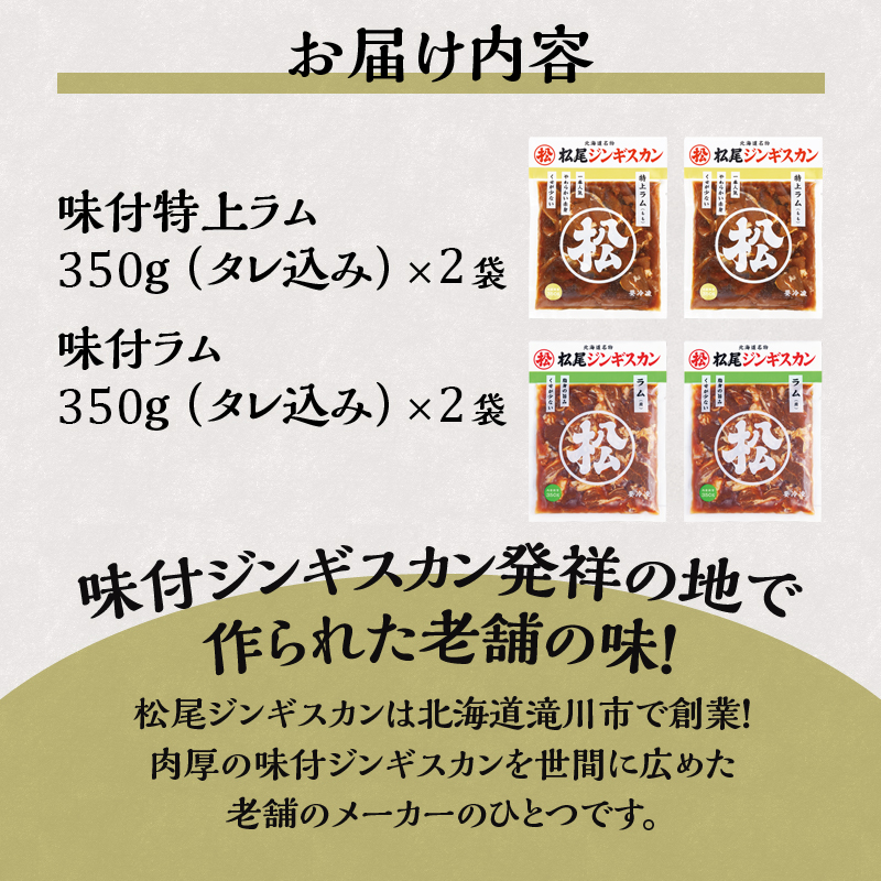 【松尾ジンギスカン】ラム肉食べ比べセットB 北海道 滝川 ソウルフード 成吉思汗 BBQ 肉 焼き肉 焼肉 バーべキュー ラム マトン ラム肉 羊 羊肉 ジンギスカン タレ 味付 個包装 冷凍 おすすめ