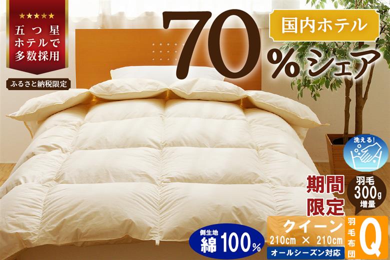 【クイーン】5つ星高級ホテル多数採用 国内シェア70％ 羽毛布団 掛け布団 | 洗える 寝具 ダウン 布団 ふとん 生地 綿100％ 受注生産 完全国内生産 国産 北海道 【 滝川市 】
