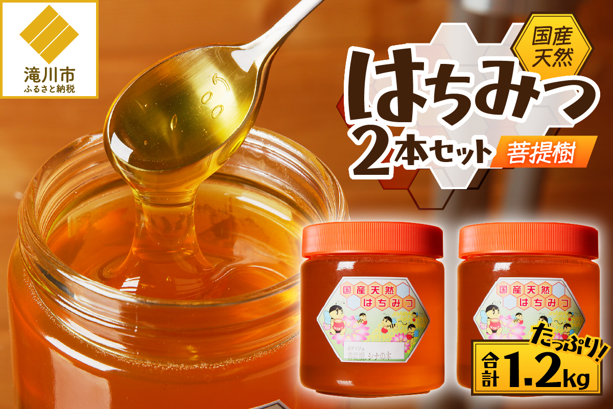 2025年新蜜【北海道滝川産】高見養蜂場の純粋はちみつ(菩提樹、シナの木600g×2本)